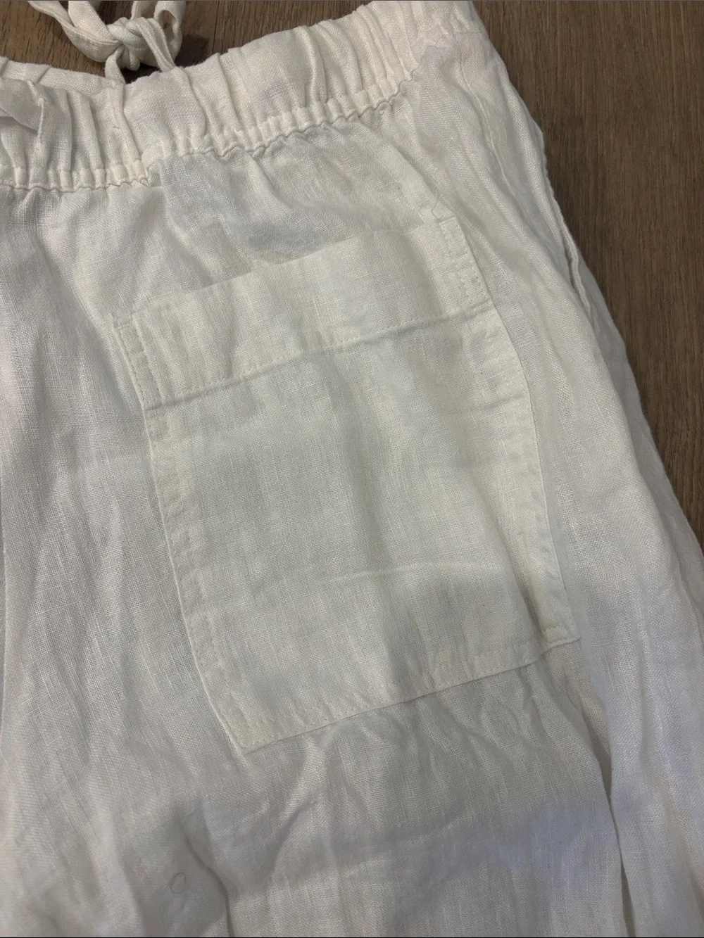 Zara men White Linen Drawstring Chinos